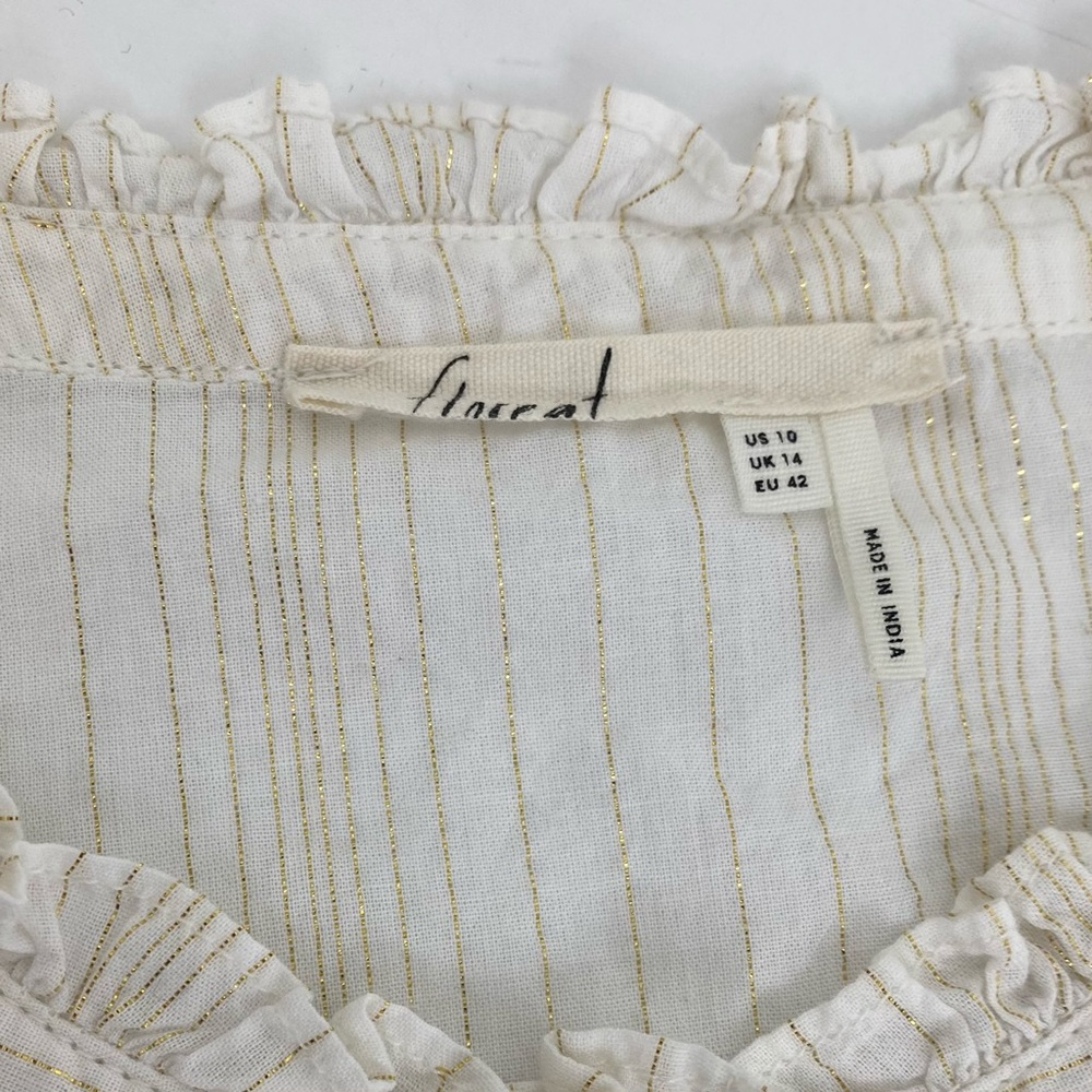 Anthropologie Cream Embroidered Peplum Blouse - Picture 3 of 11